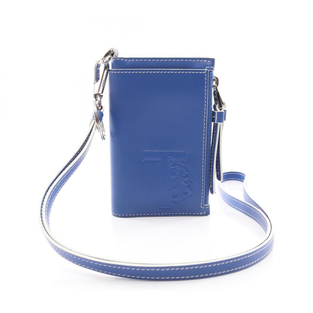 Tod's Embossed Lion Bi-fold Leather Wallet for Women, Blue